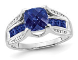 2.80 Carat (ctw) Lab-Created Blue Sapphire Ring in Sterling Silver